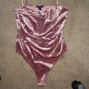 Rose gold velvet body suit